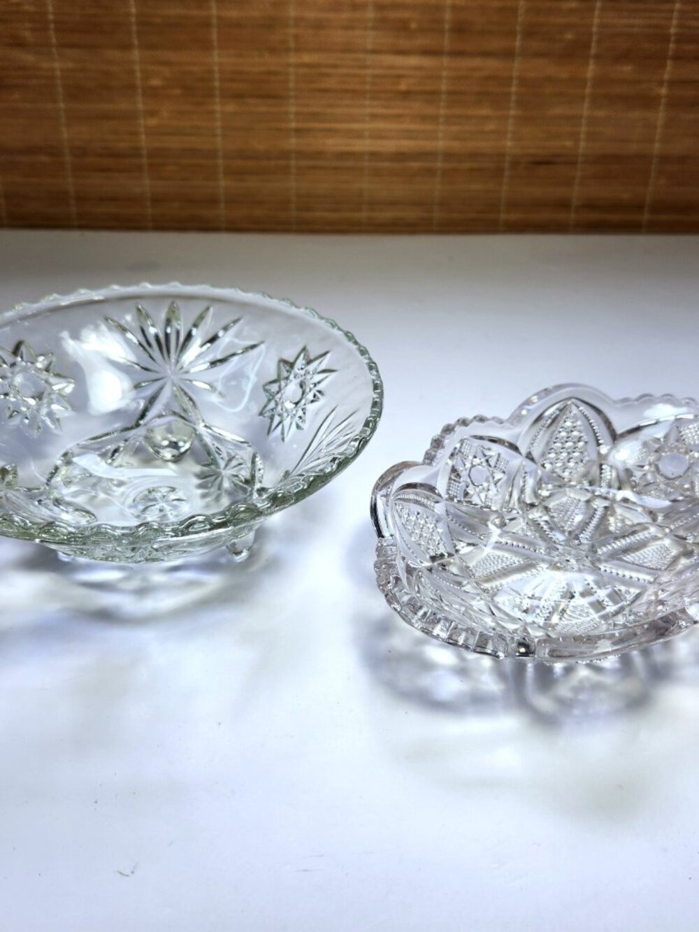 Vintage Anchor Hocking Star of David EAPC Footed Bowl & Oval Relish Set